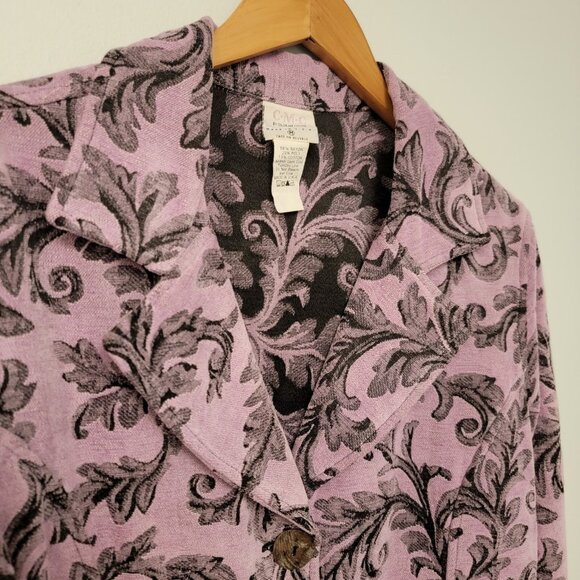 CMC Jacket Color‎ Me Cotton USA Pale Purple Floral Print Soft Tapestry Blazer - Picture 5 of 6